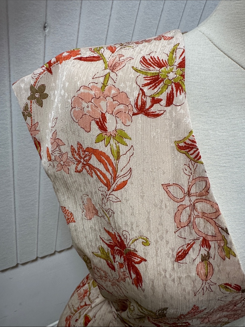 Mango Floral V-Neck Maxi Dress in Blush, Coral and Olive - Picture 8 of 12